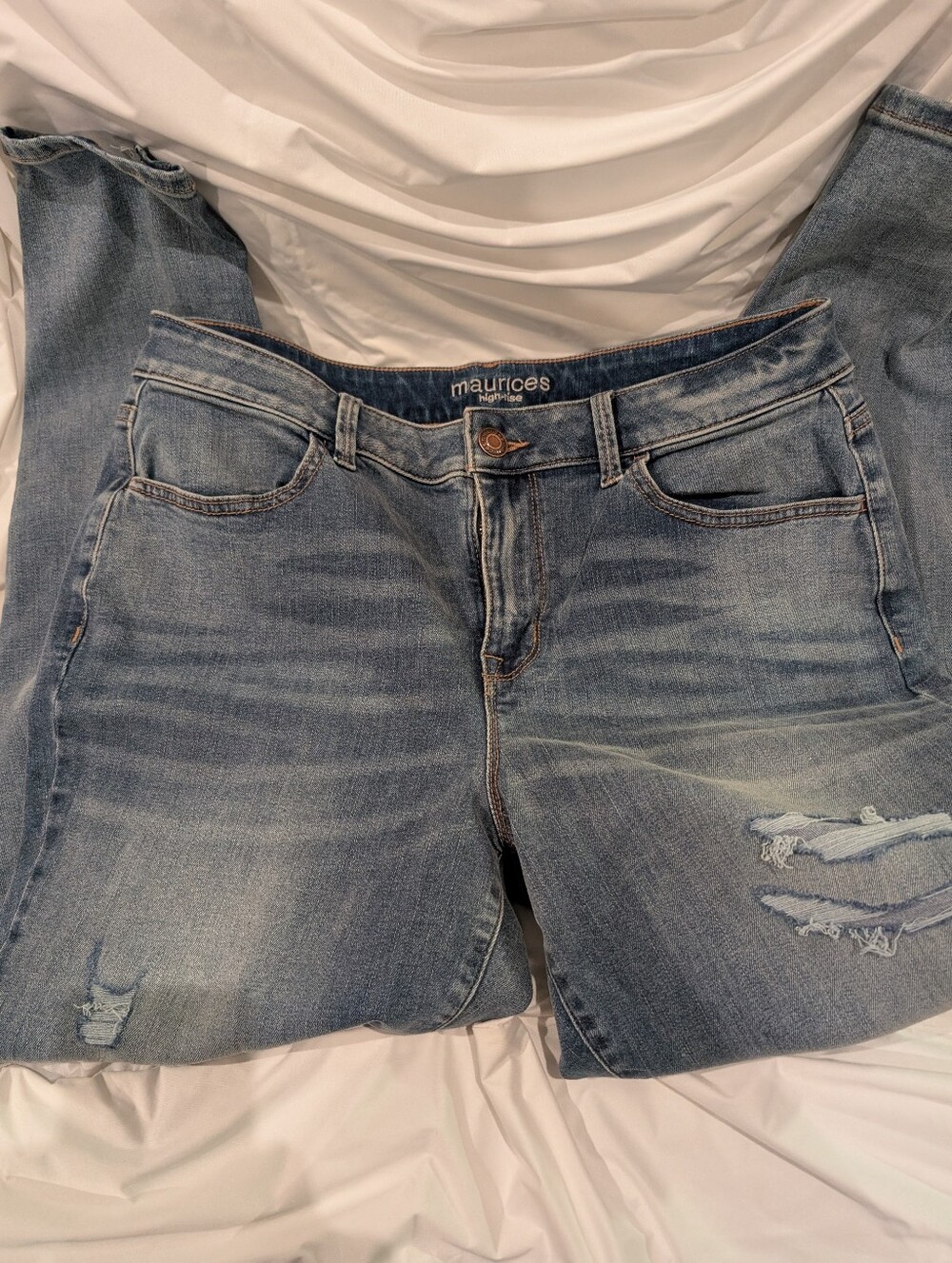 Maurices Light Blue Distressed High-rise Jeans L